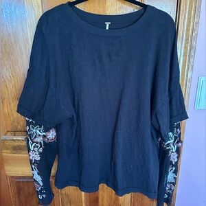 Free People Sheer Sleeved T-shirt